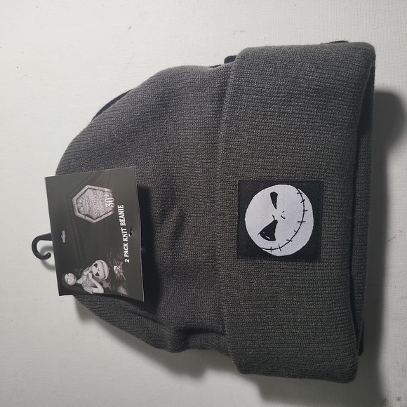 Nightmare Before Christmas knit hat unisex  black/Gray  set of 2 nwt - Picture 2 of 3
